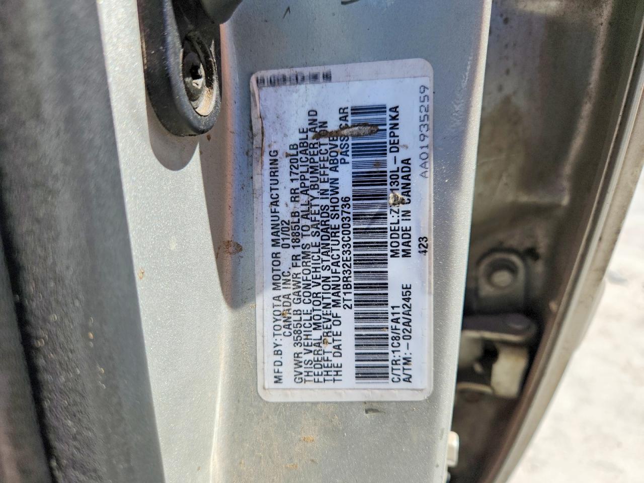 2003 TOYOTA COROLLA