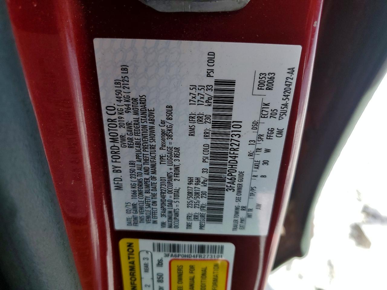 2015 FORD FUSION