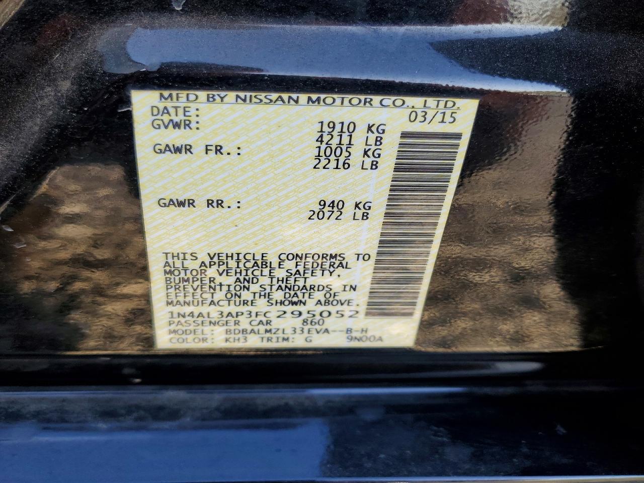 2015 NISSAN ALTIMA
