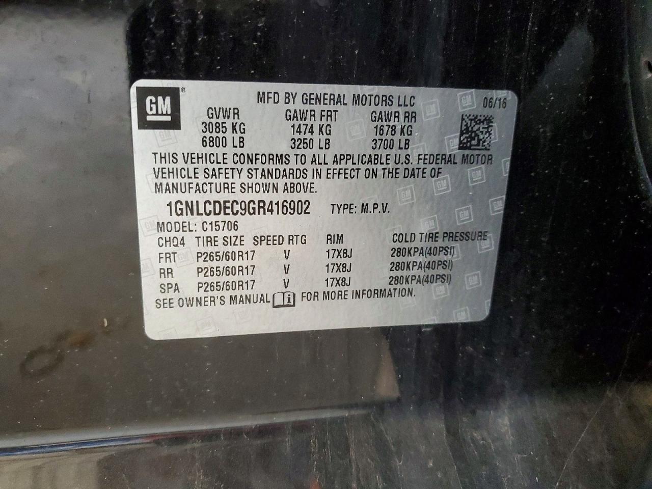 2016 CHEVROLET Tahoe