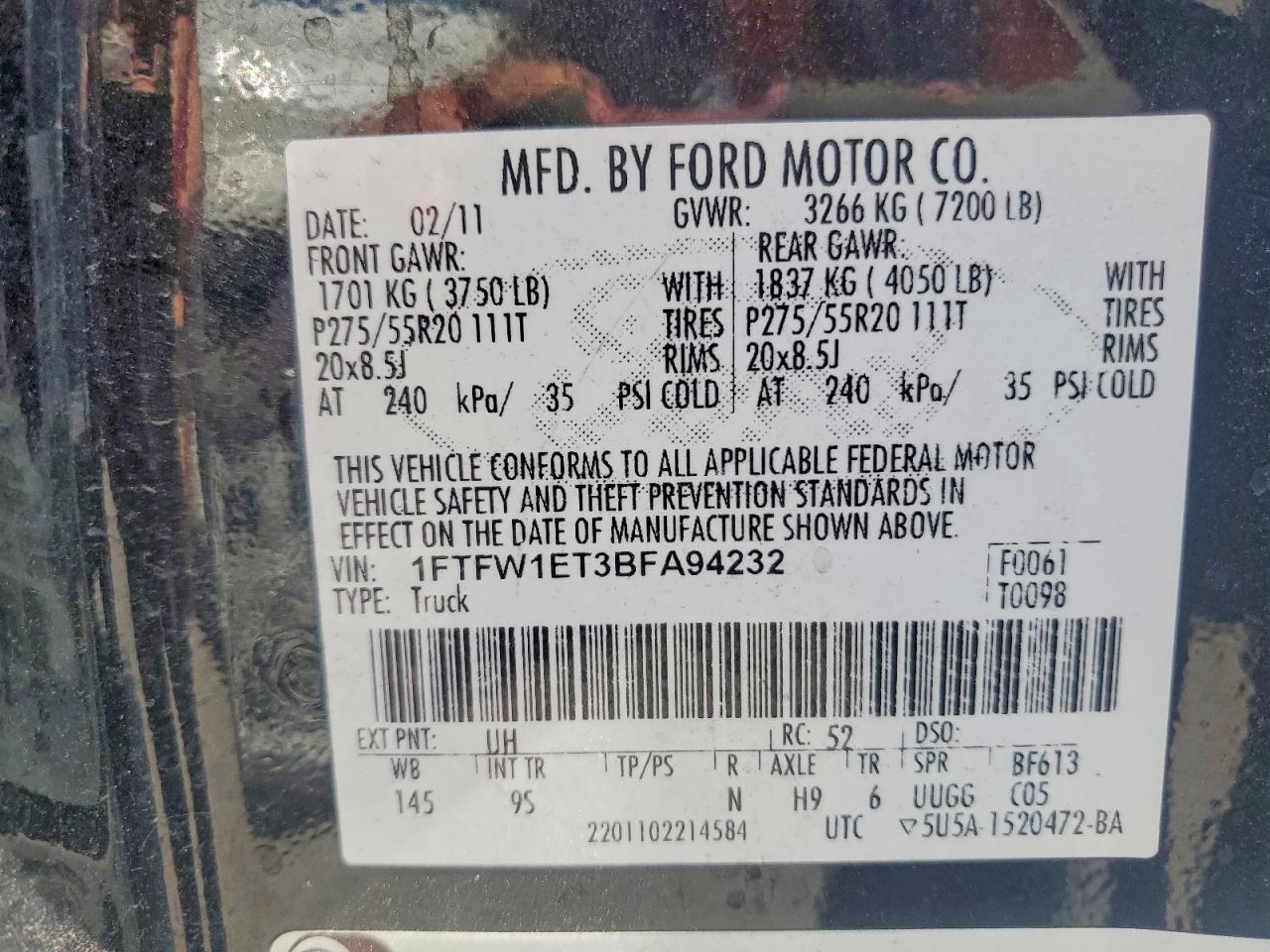 2011 FORD F-150 Lightning