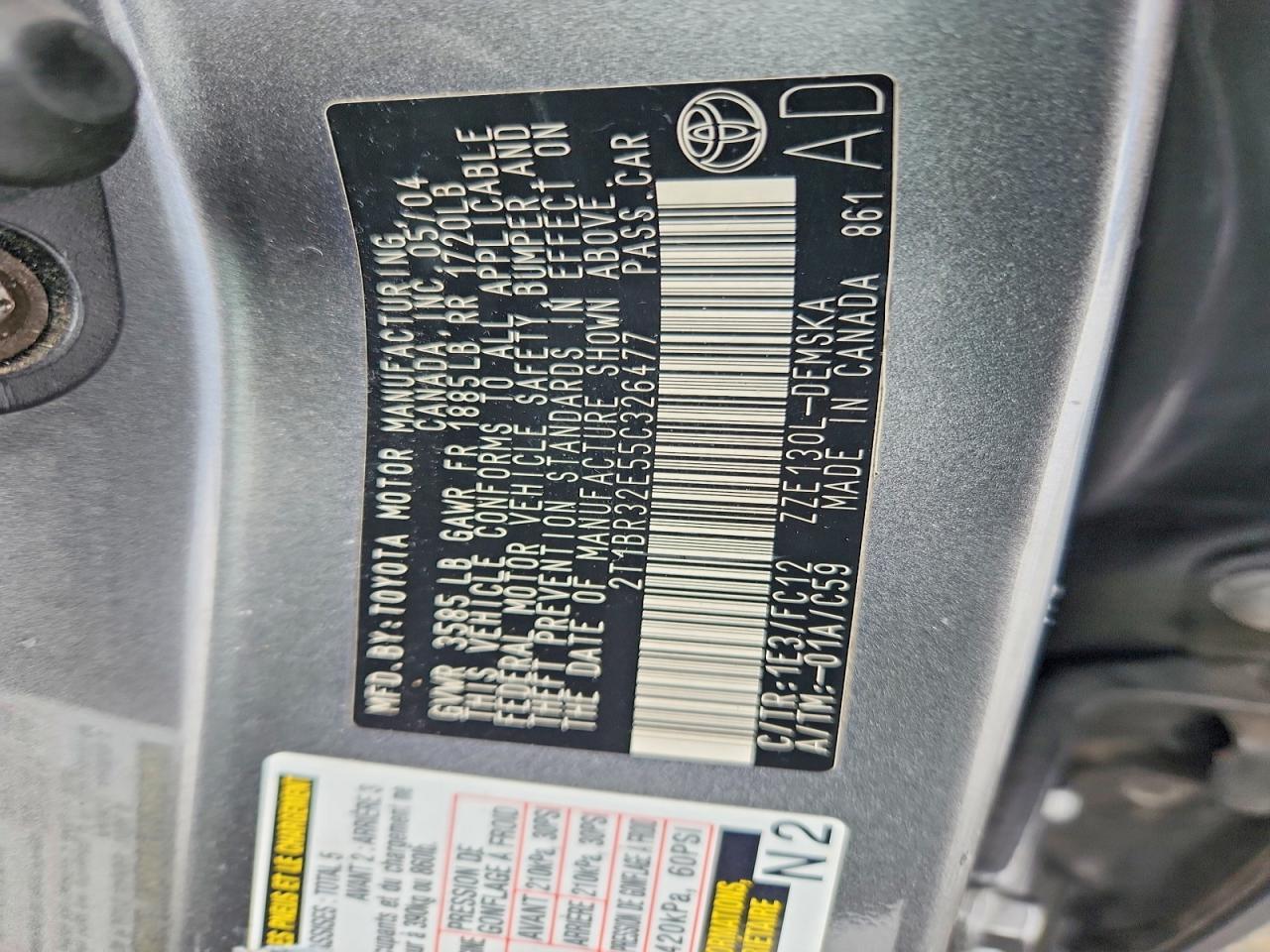 2005 TOYOTA COROLLA