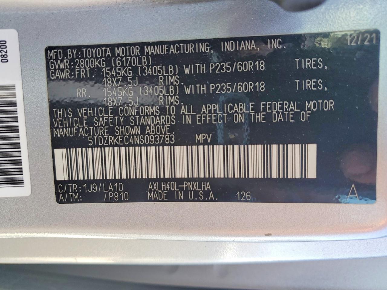 2022 TOYOTA SIENNA