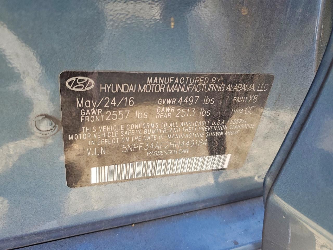 2017 HYUNDAI SONATA