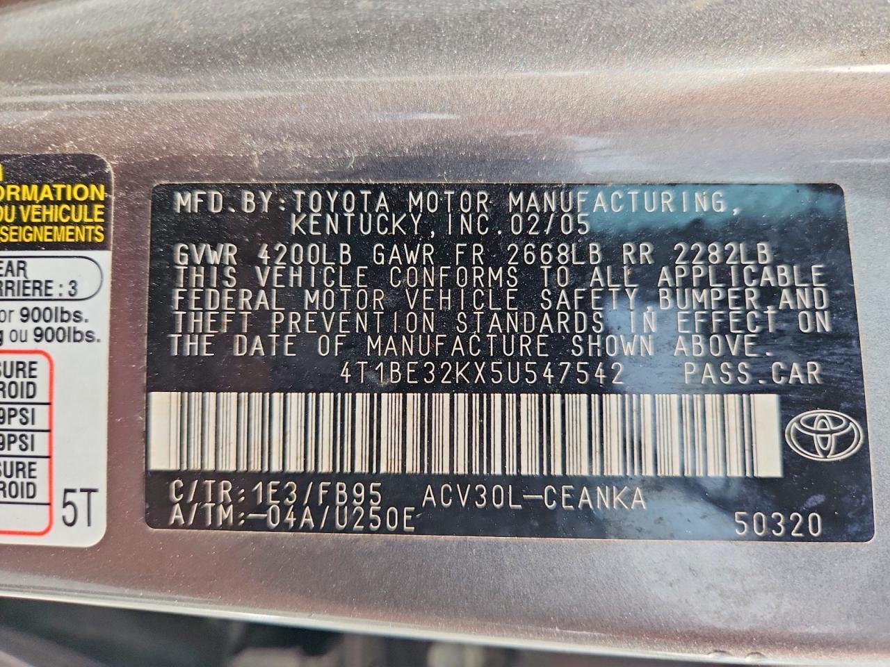 2005 TOYOTA CAMRY