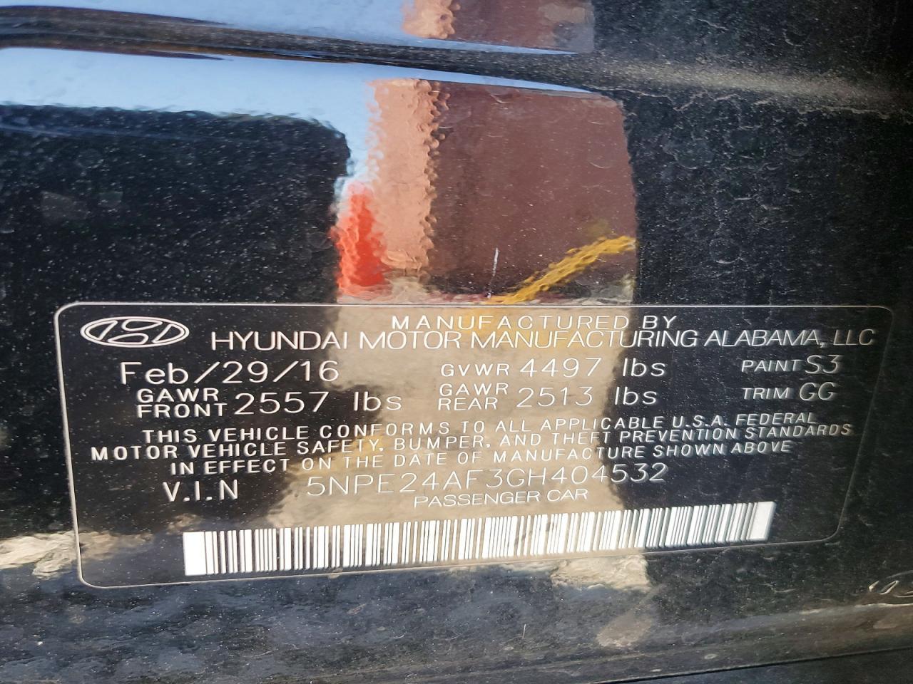 2016 HYUNDAI SONATA