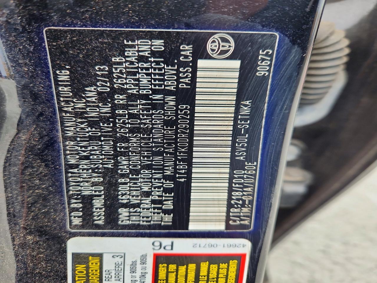 2013 TOYOTA CAMRY