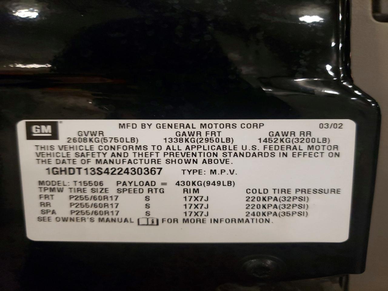 2002 OLDSMOBILE Bravada