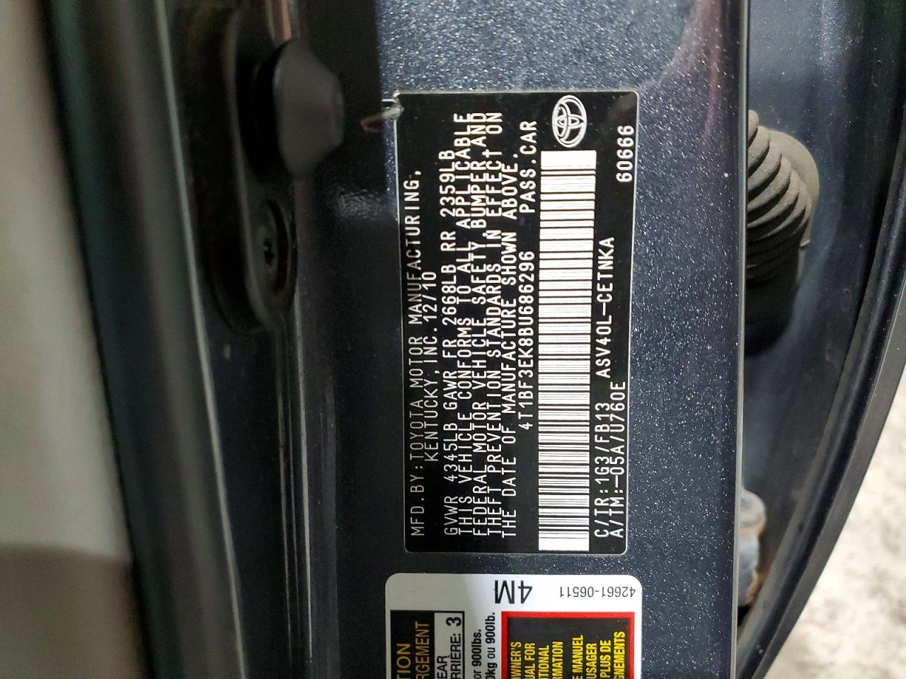 2011 TOYOTA CAMRY