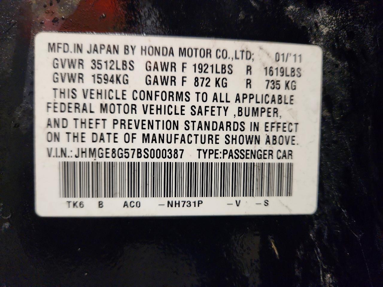 2011 HONDA FIT