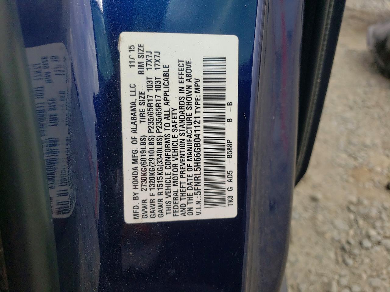 2016 HONDA ODYSSEY
