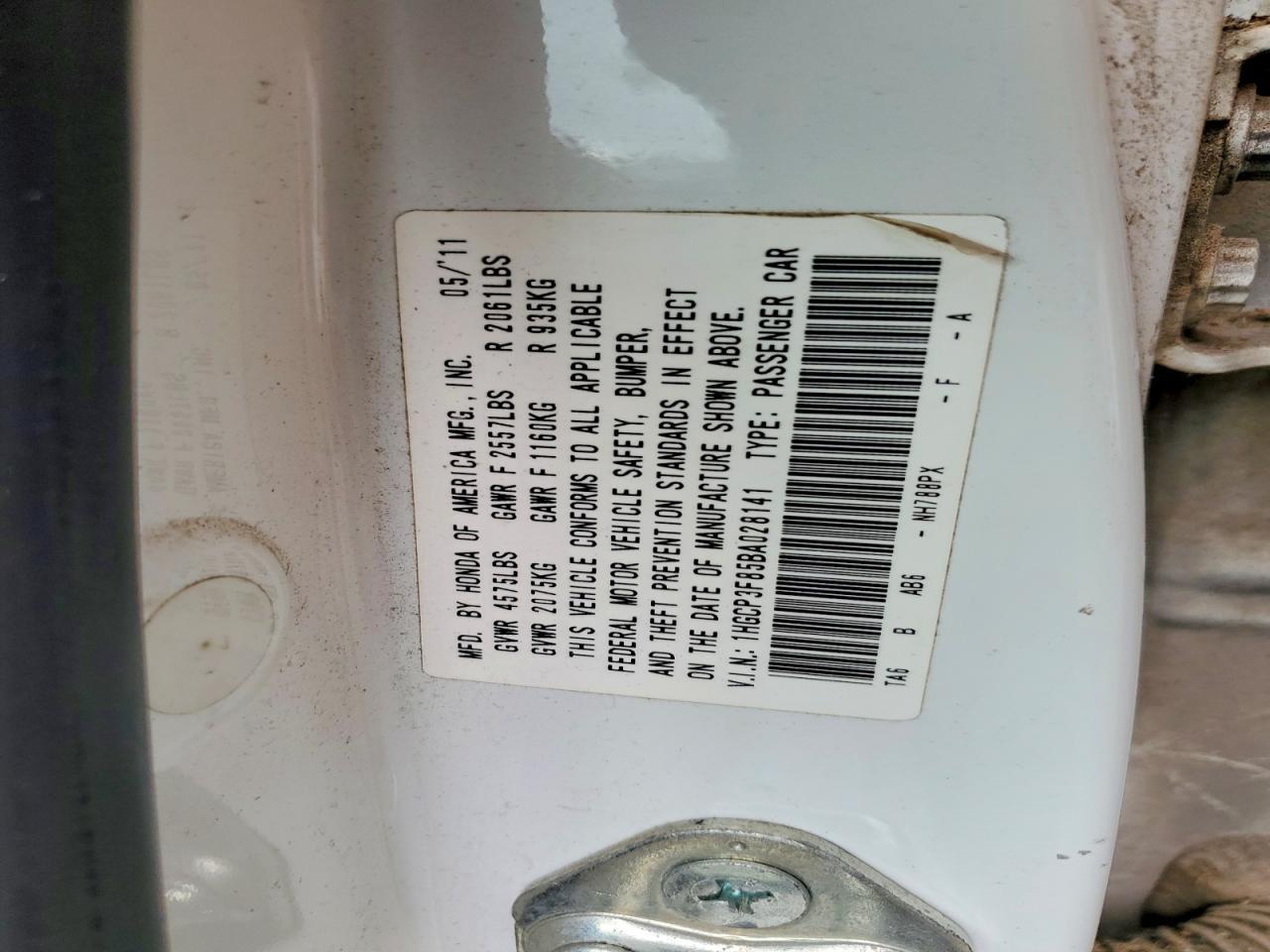 2011 HONDA ACCORD