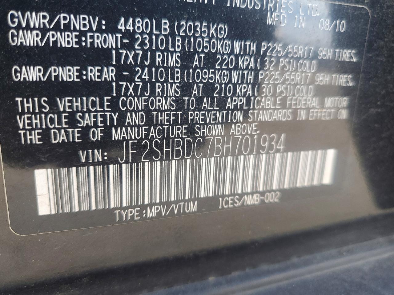 2011 SUBARU FORESTER