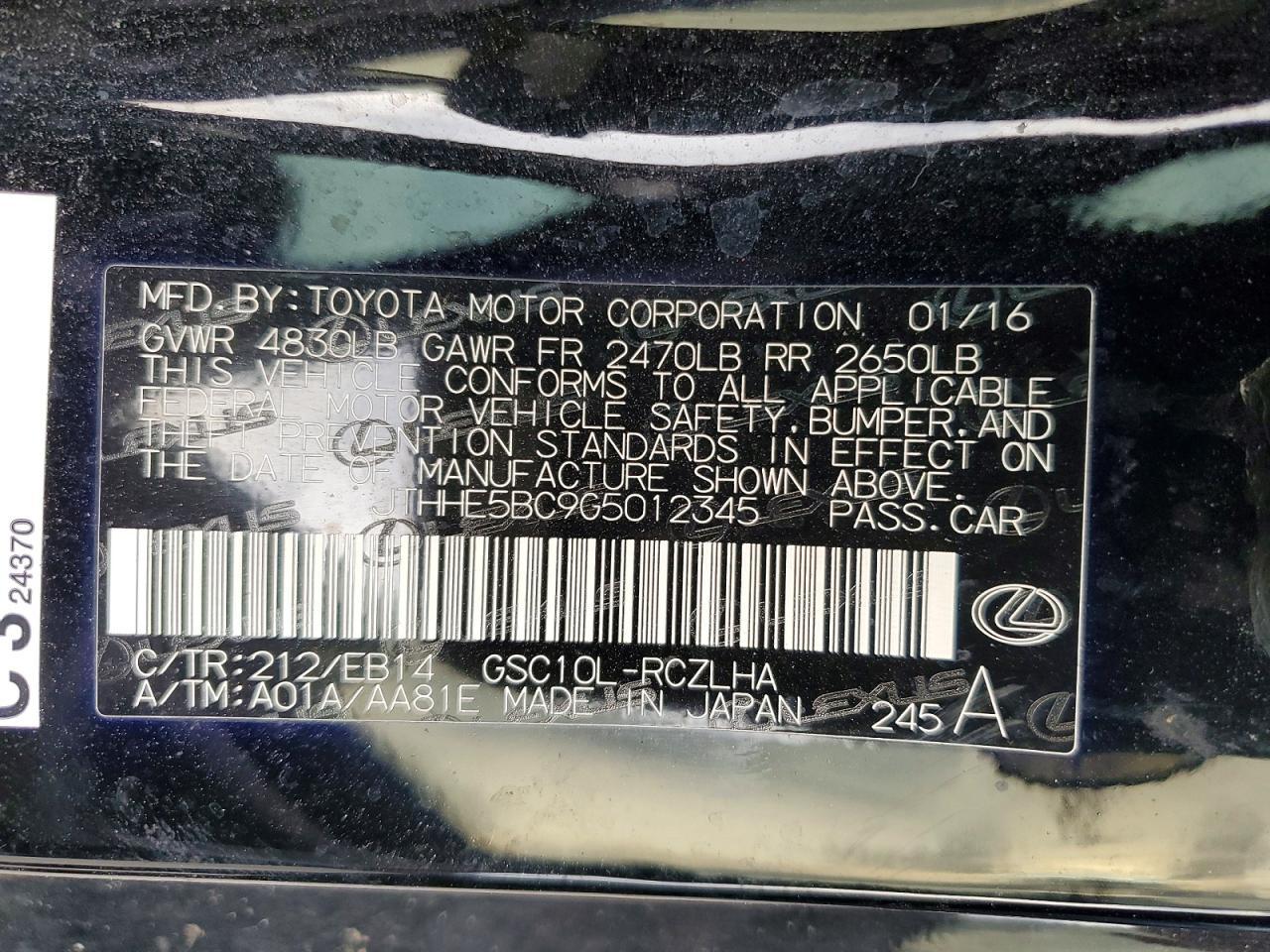 2016 LEXUS RC 350