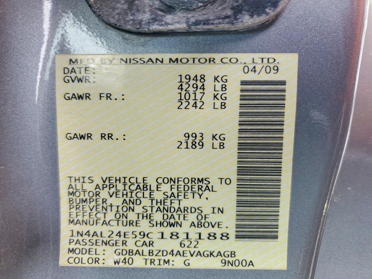 2009 NISSAN ALTIMA