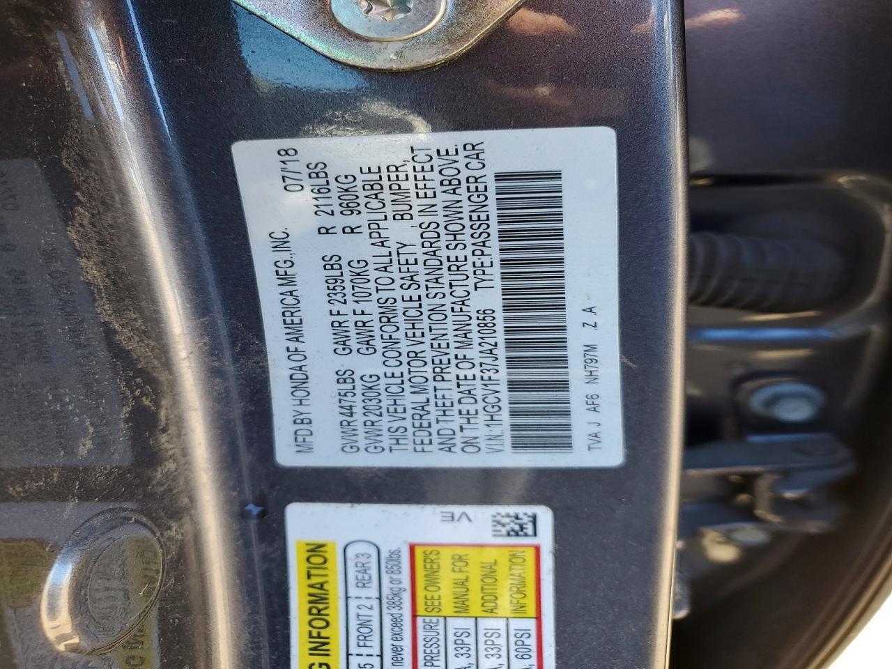2018 HONDA ACCORD