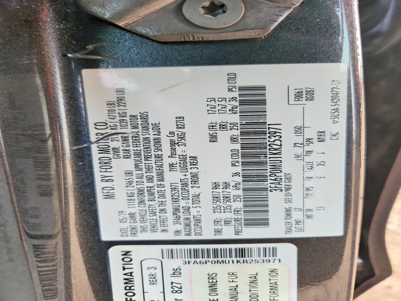2019 FORD FUSION