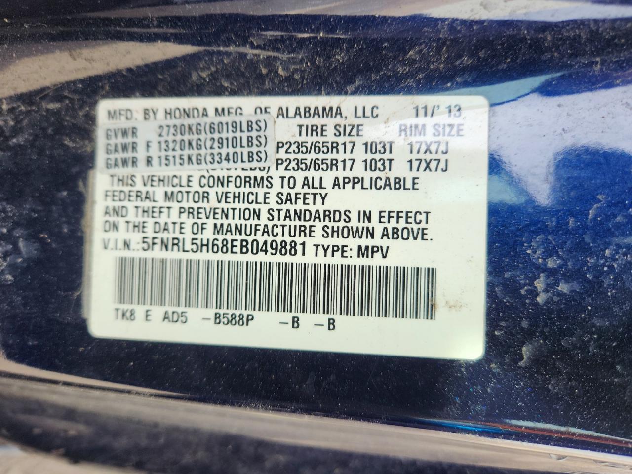 2014 HONDA ODYSSEY
