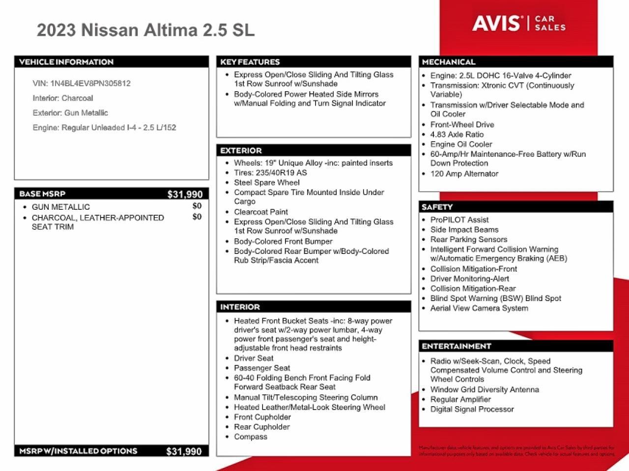 2023 NISSAN ALTIMA