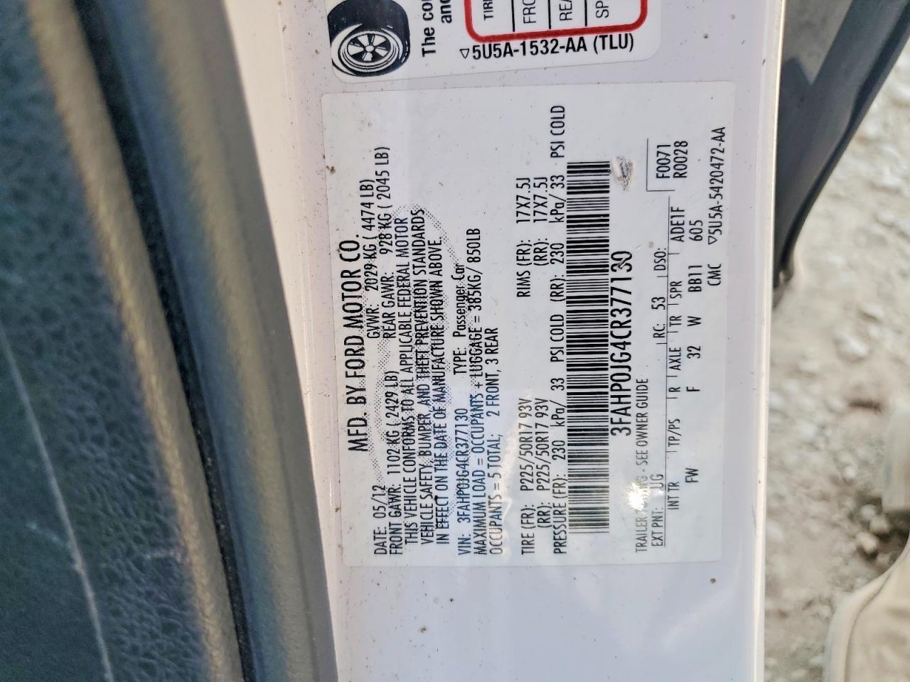 2012 FORD FUSION