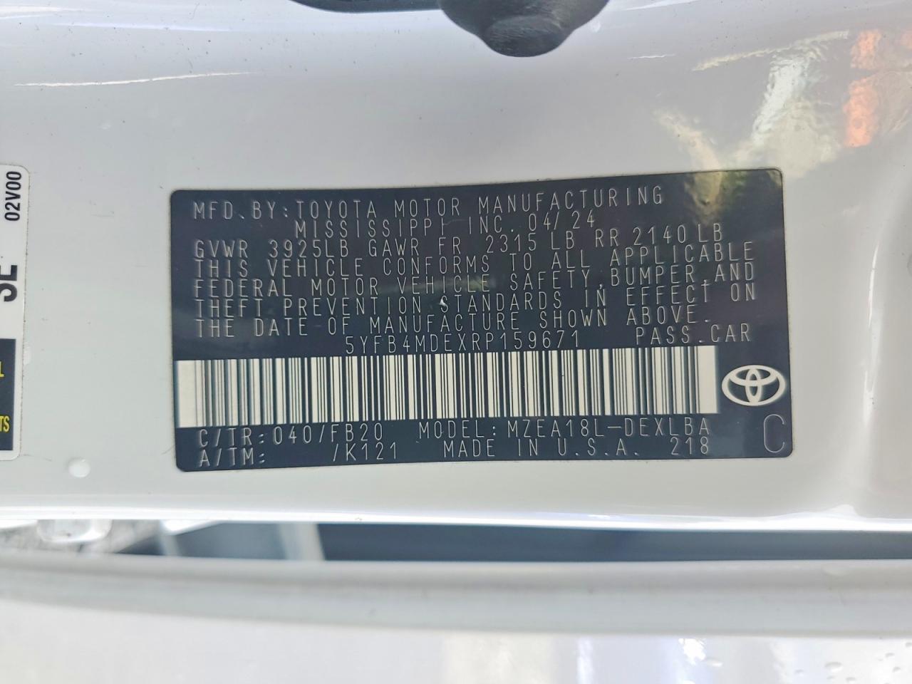 2024 TOYOTA COROLLA