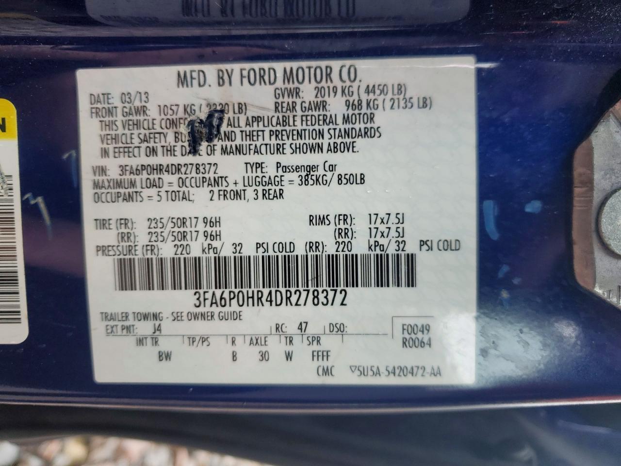 2013 FORD FUSION