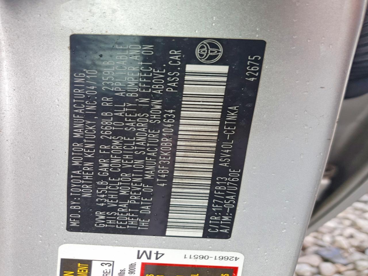 2011 TOYOTA CAMRY