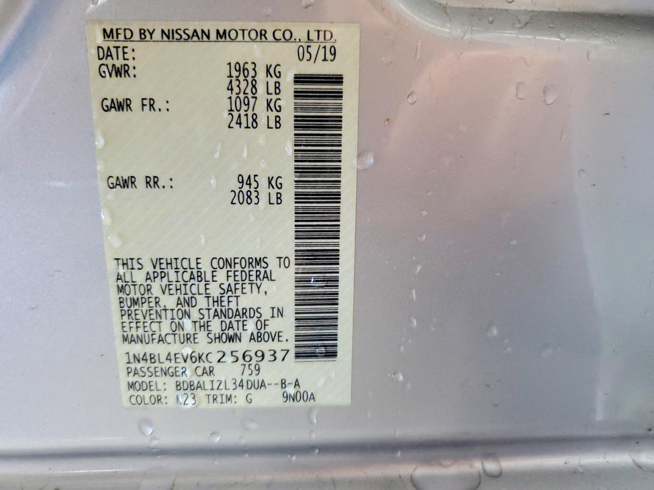 2019 NISSAN ALTIMA