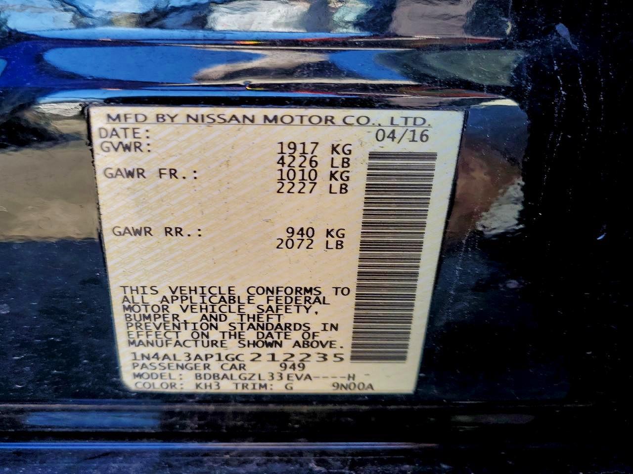 2016 NISSAN ALTIMA