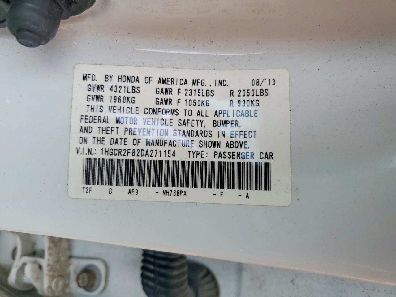 2013 HONDA ACCORD