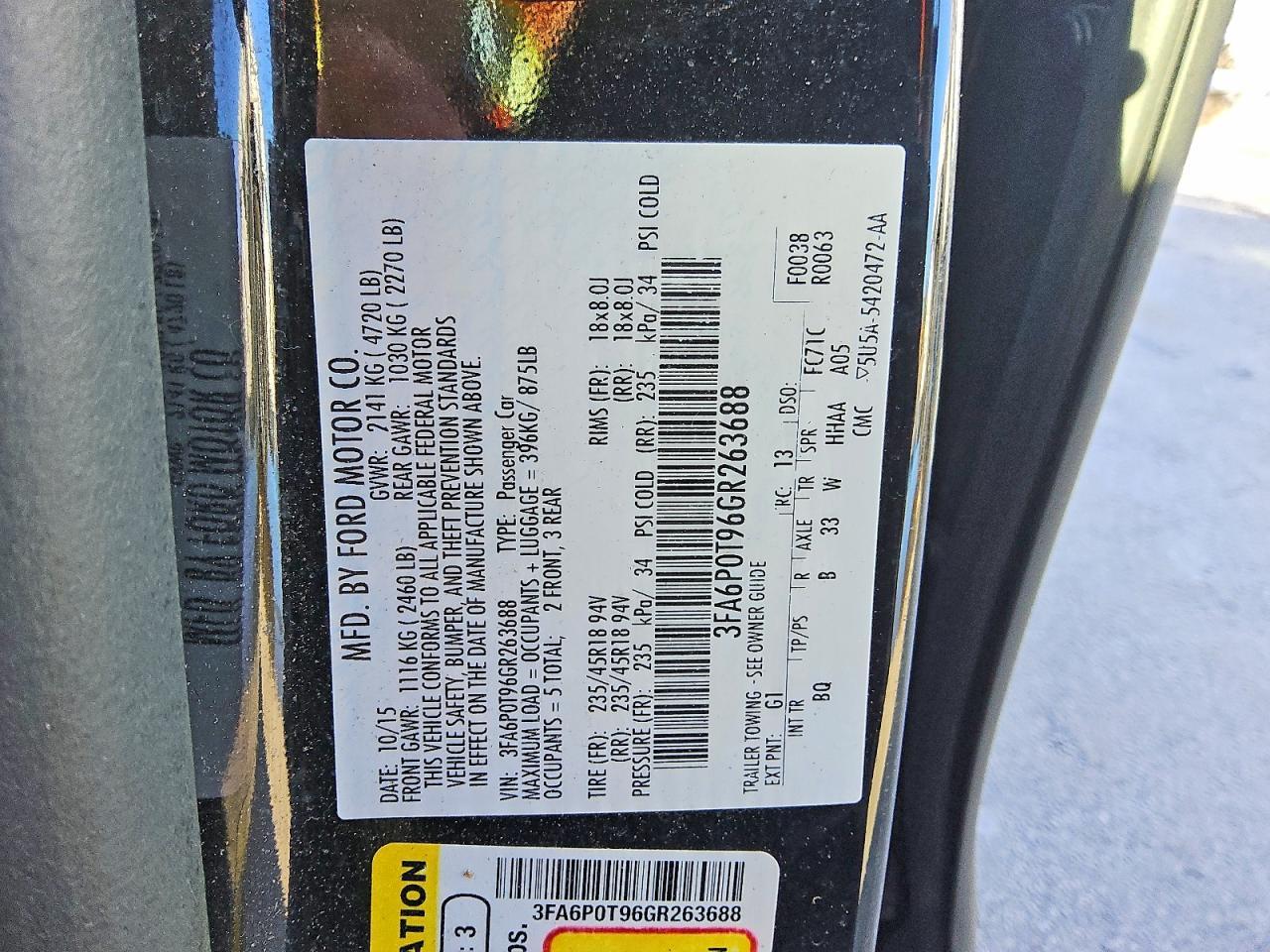 2016 FORD FUSION