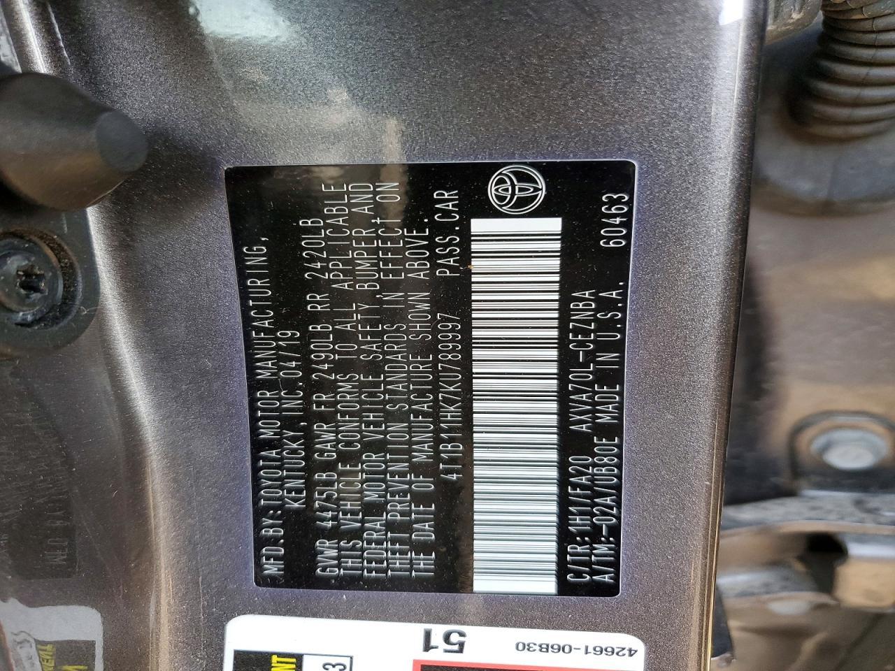 2019 TOYOTA CAMRY