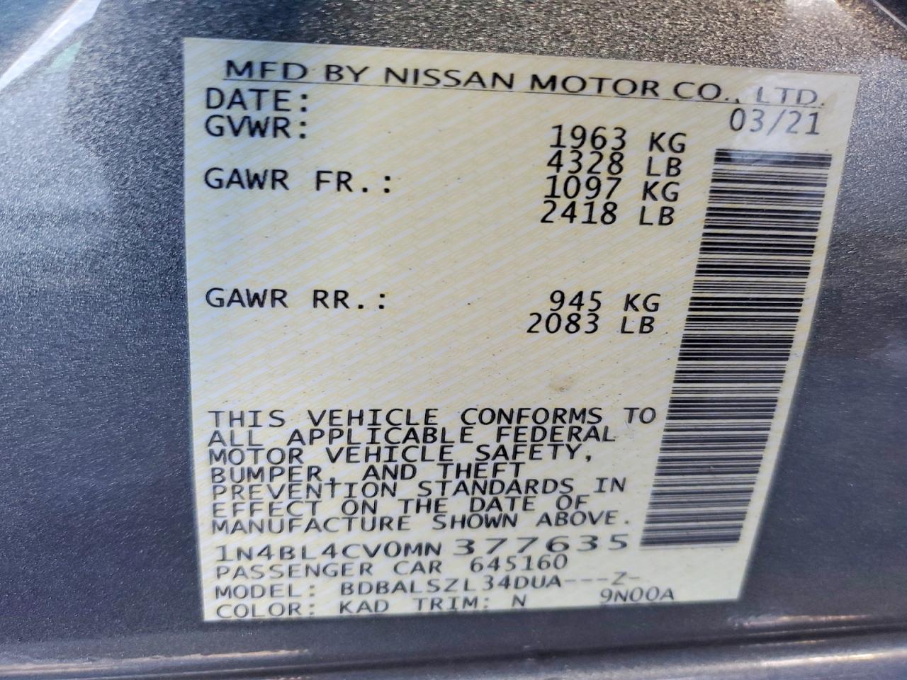 2021 NISSAN ALTIMA