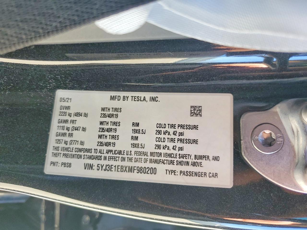 2021 TESLA MODEL 3