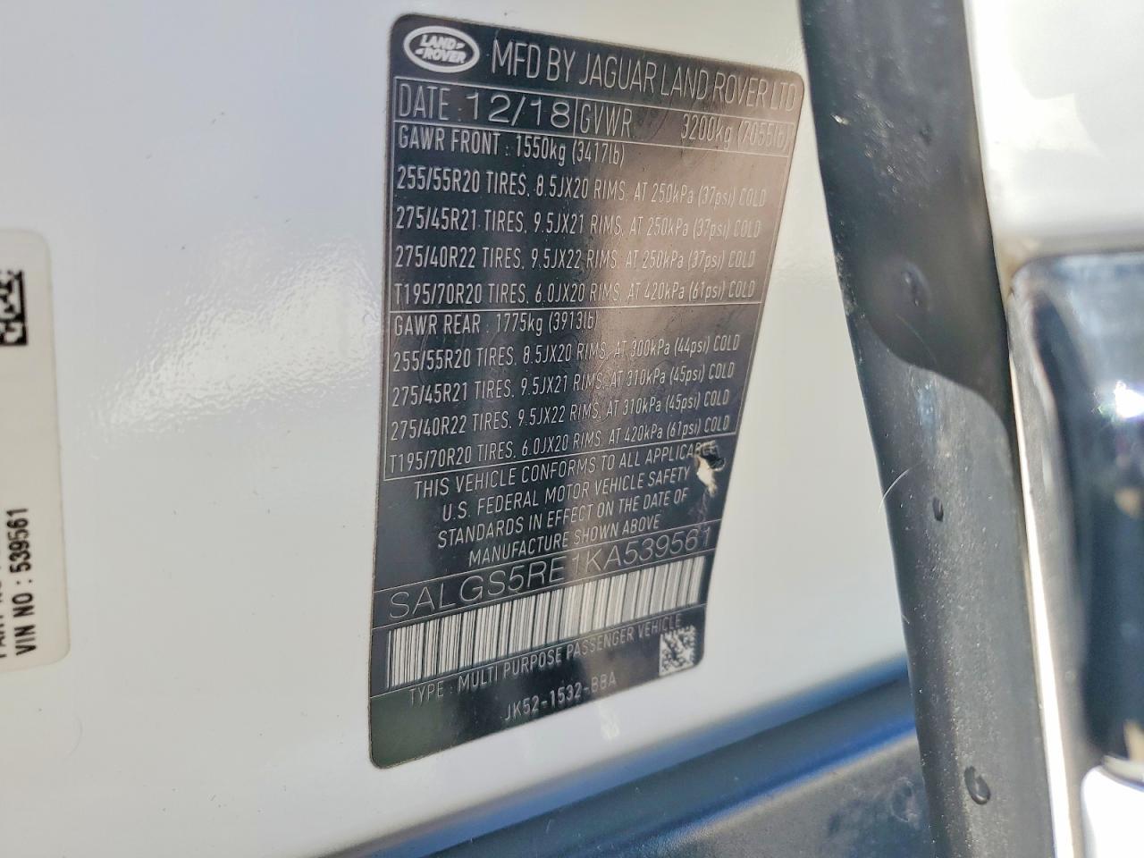2019 LAND ROVER RANGE ROVER