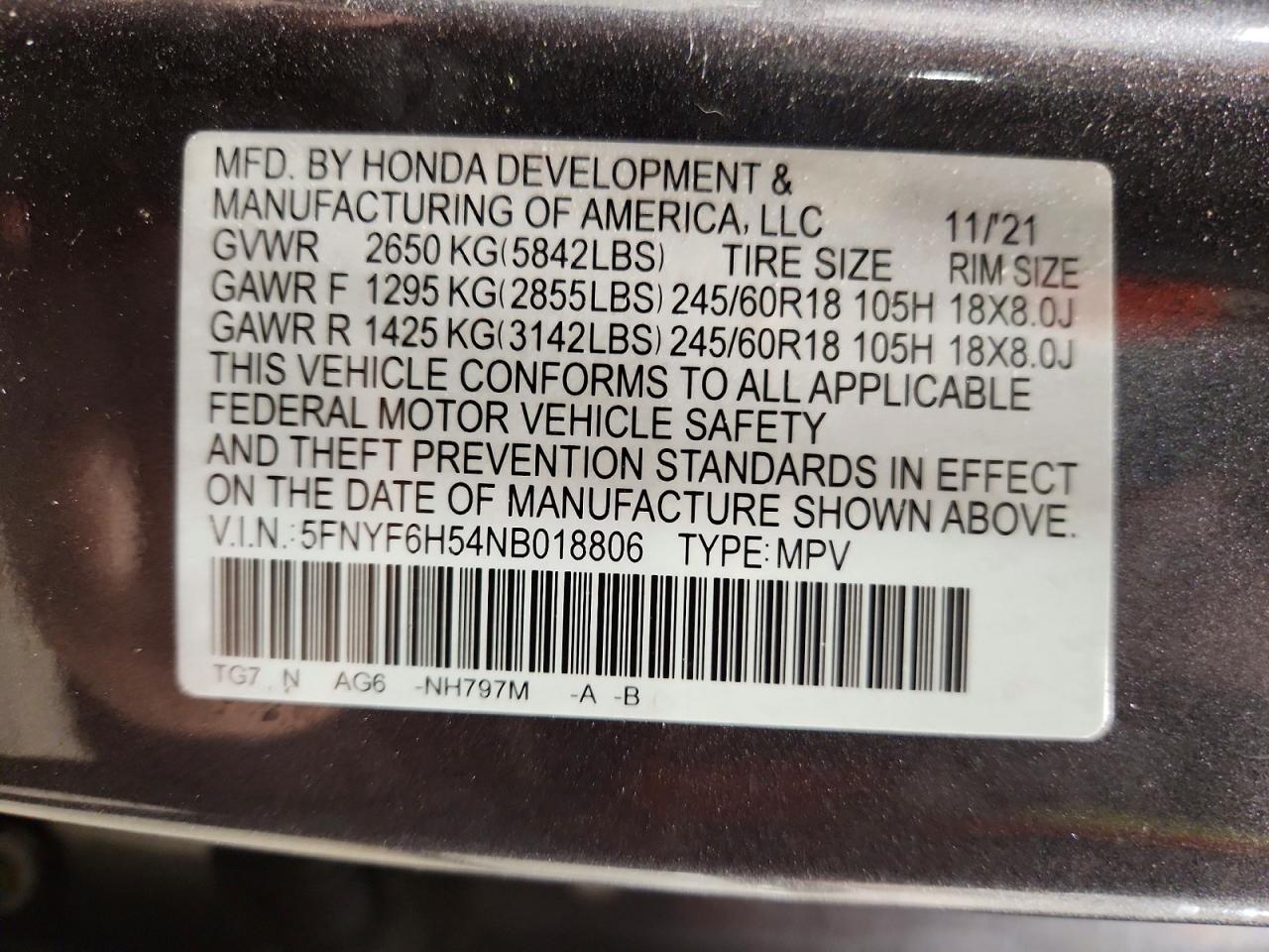2022 HONDA PILOT