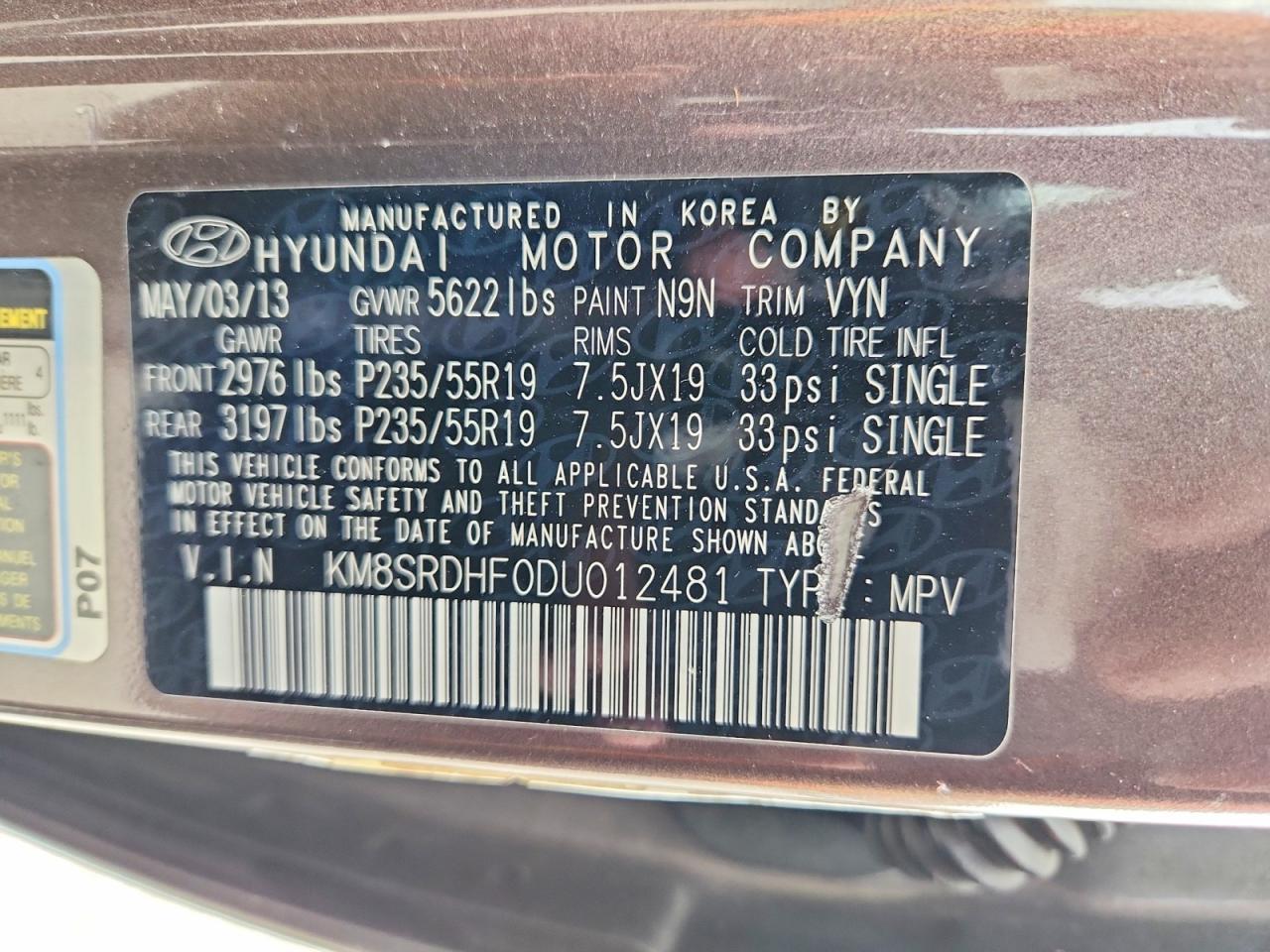 2013 HYUNDAI SANTA FE