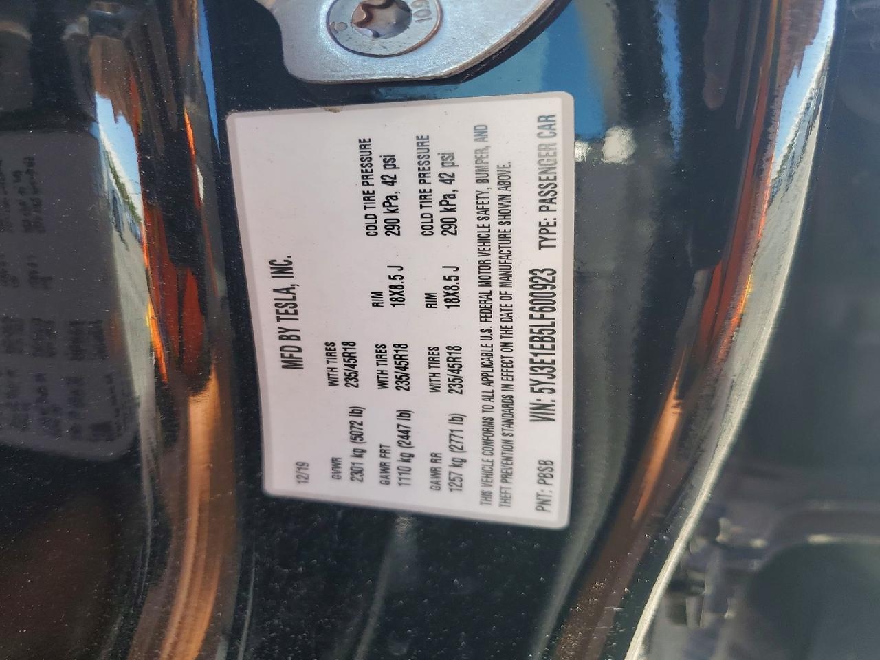 2020 TESLA MODEL 3