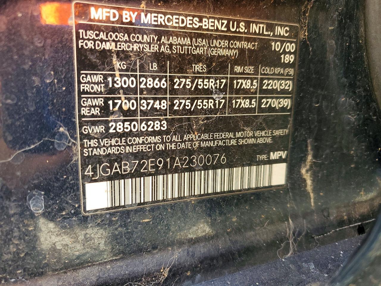 2001 MERCEDES-BENZ ML-Class