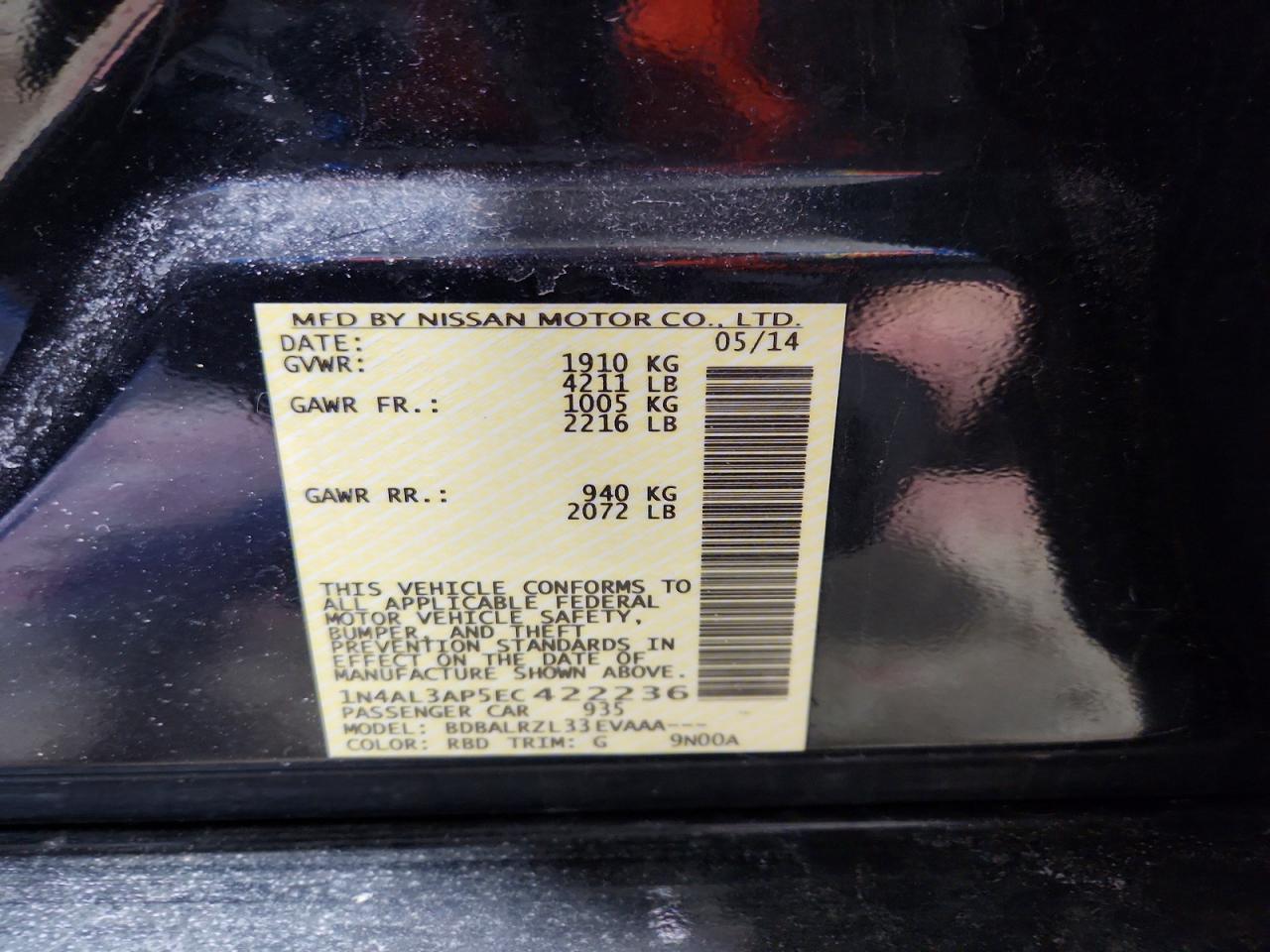 2014 NISSAN ALTIMA