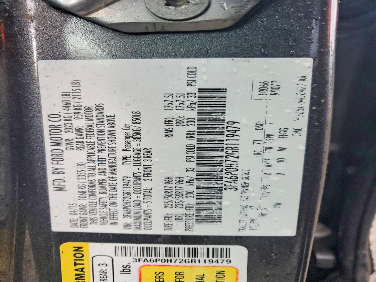 2016 FORD FUSION