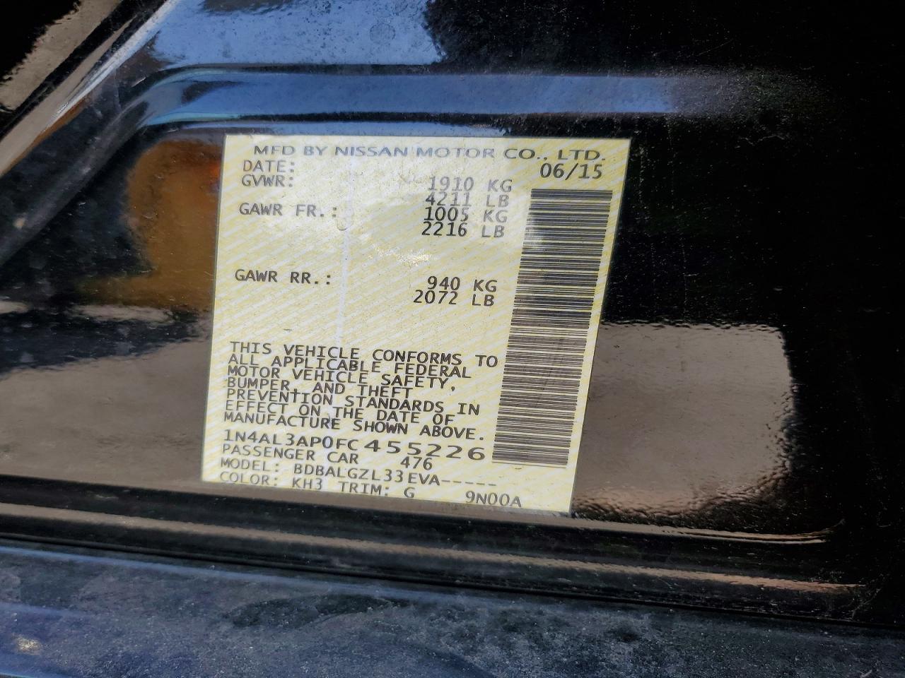 2015 NISSAN ALTIMA