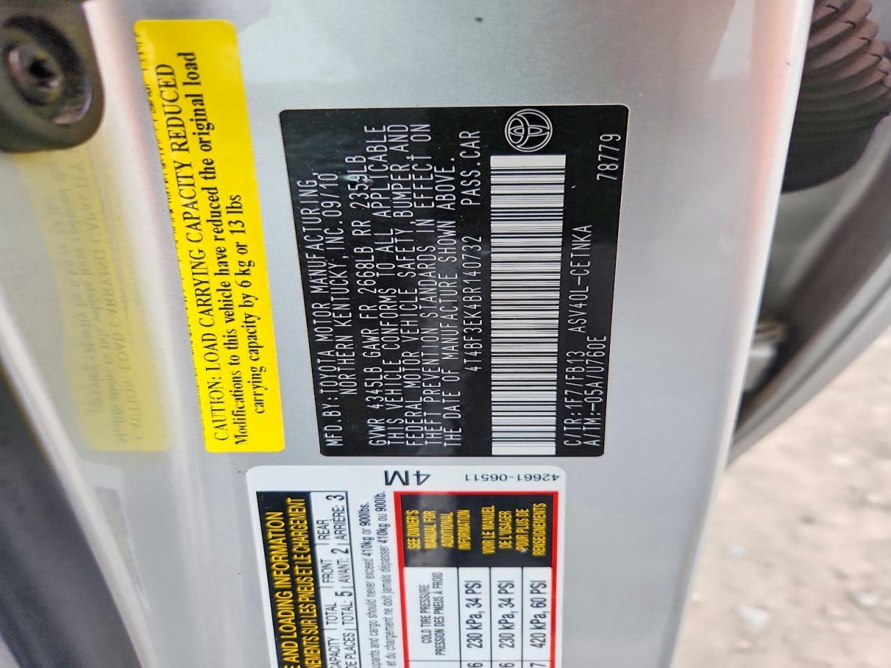 2011 TOYOTA CAMRY
