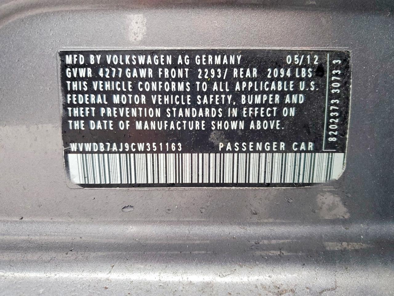 2012 VOLKSWAGEN GOLF