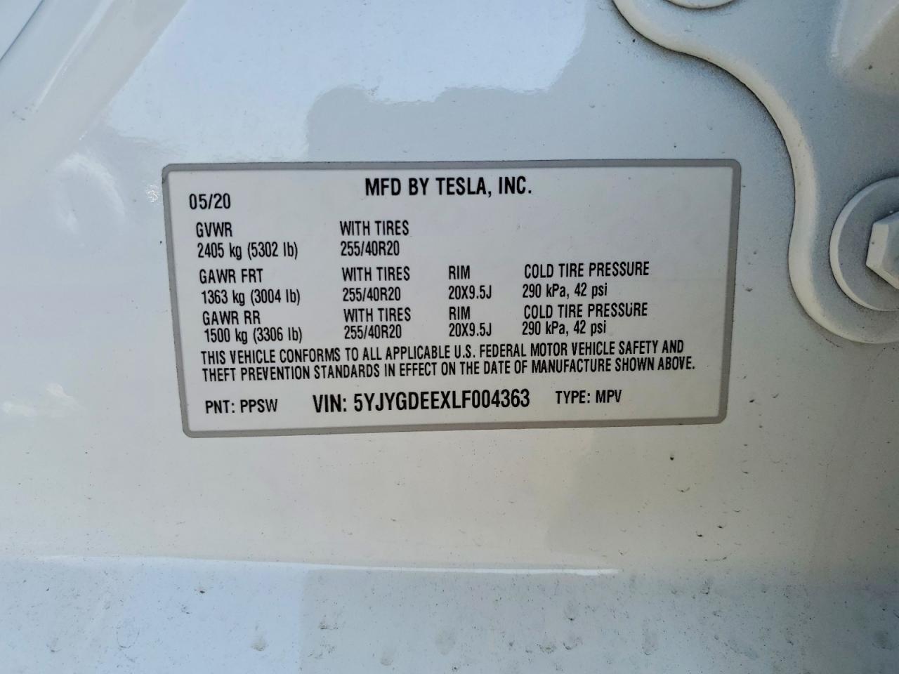 2020 TESLA MODEL Y