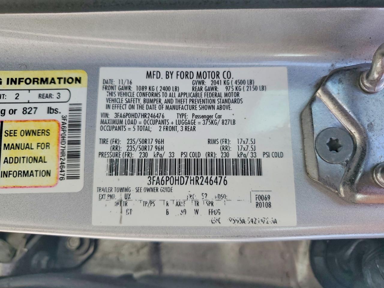 2017 FORD FUSION