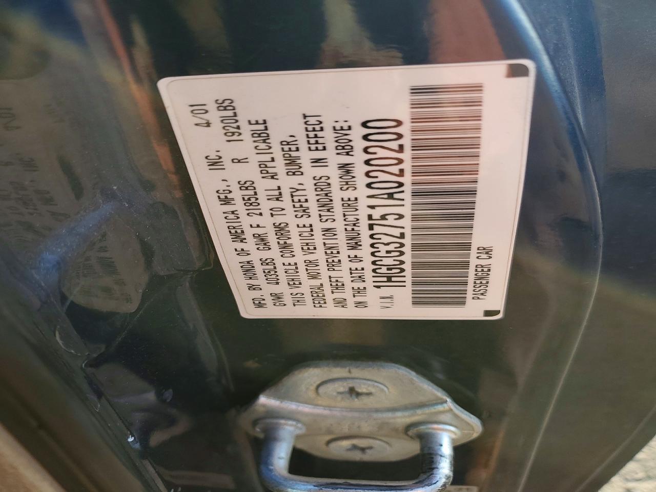 2001 HONDA ACCORD