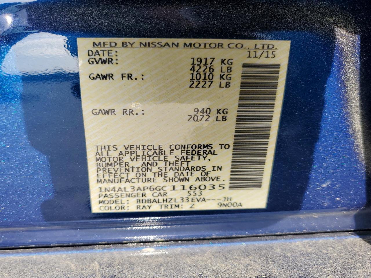 2016 NISSAN ALTIMA