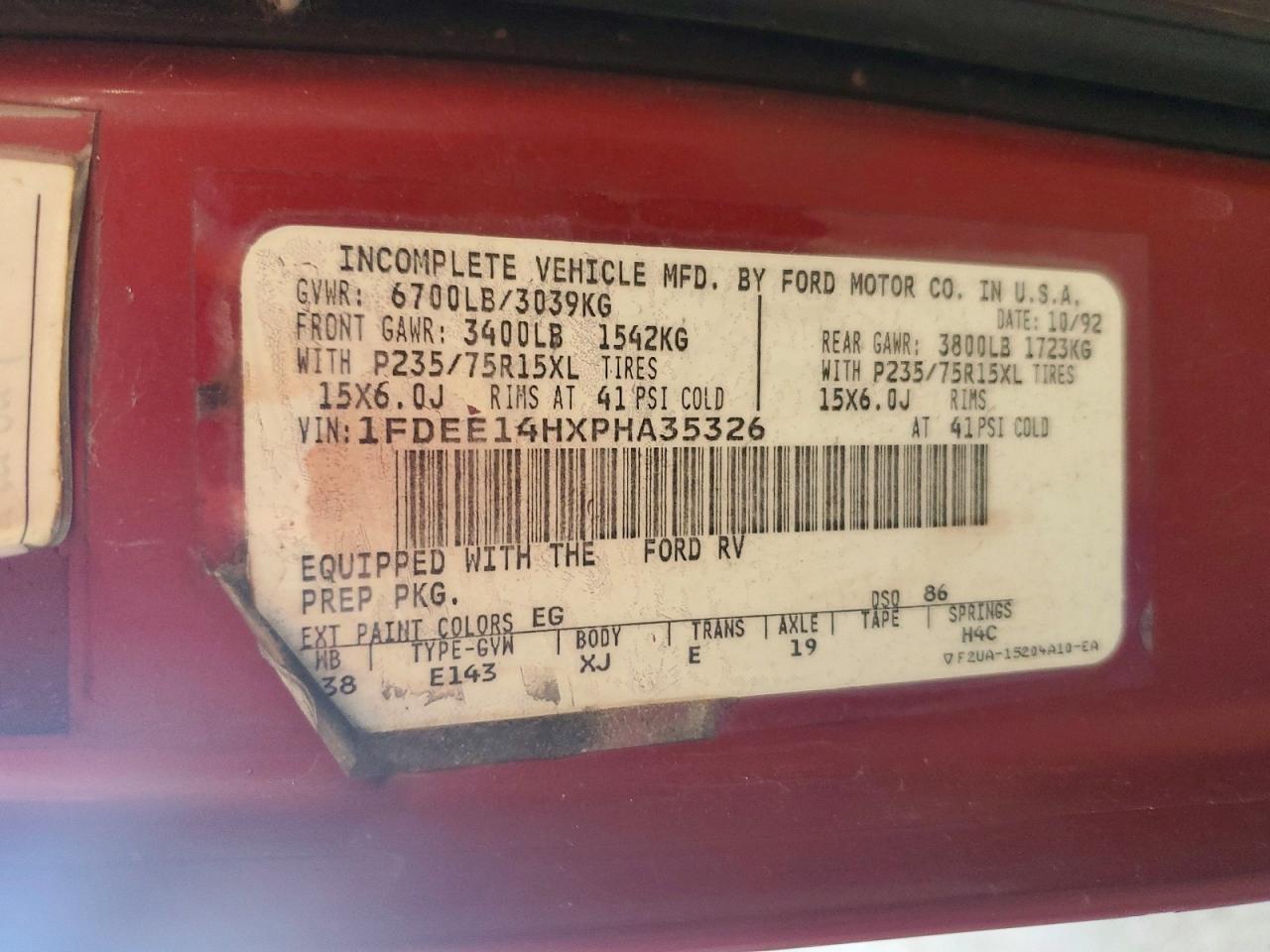 1993 FORD ECONOLINE