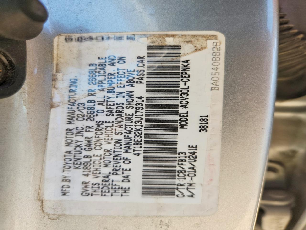 2003 TOYOTA CAMRY